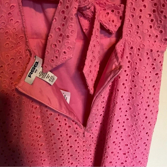 NWT RSQ Pink Cotton Eyelet Slip Mini Dress Barbie Size Large - Picture 7 of 10